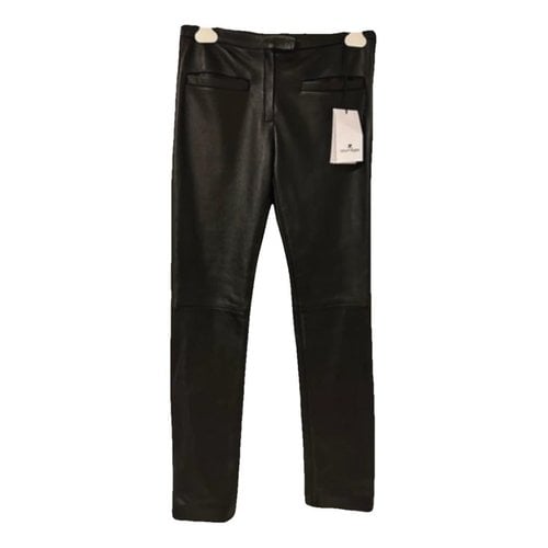 Pre-owned Courrèges Leather Slim Pants In Black