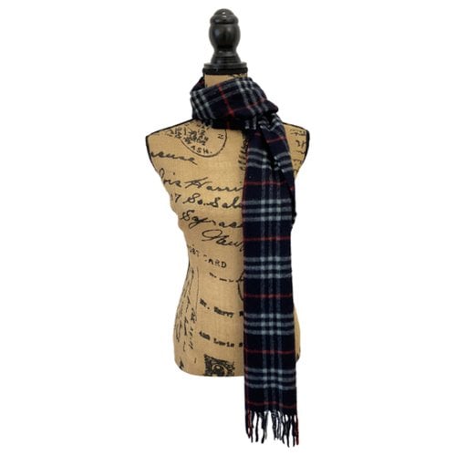 Pre-owned Burberry Cashmere Scarf In Navy