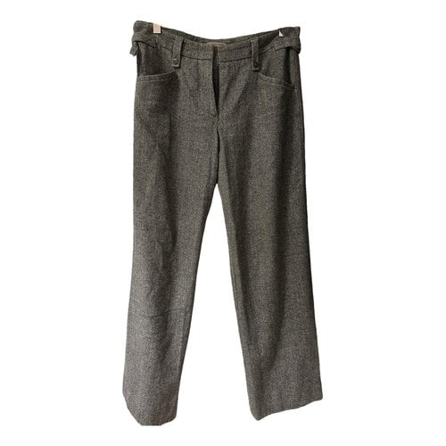 Pre-owned Bottega Veneta Wool Straight Pants In Grey
