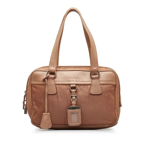 Pre-owned Prada Tessuto Leather Handbag In Camel