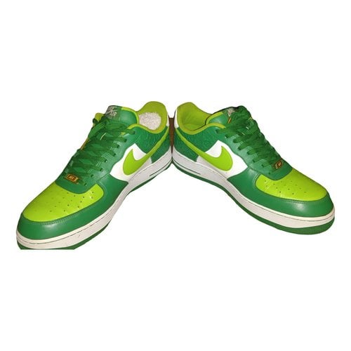 Pre-owned Nike Air Force 1 Patent Leather Lace Ups In Green