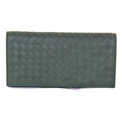 Pre-owned Bottega Veneta Intrecciato Leather Wallet In Green