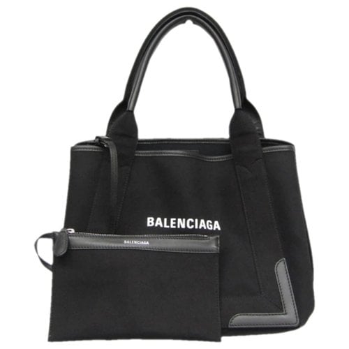 Pre-owned Balenciaga Navy Cabas Cloth Handbag In Black