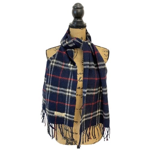 Pre-owned Burberry Wool Scarf In Navy