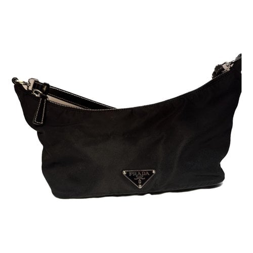 Pre-owned Prada Tessuto Silk Handbag In Black
