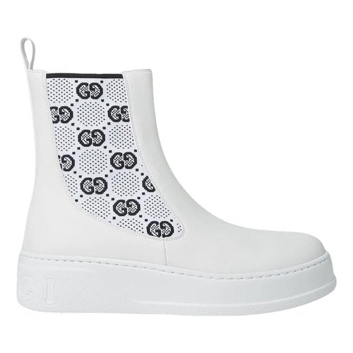 Pre-owned Gucci Leather Boots In White