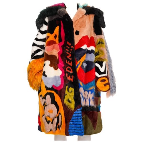 Pre-owned Dolce & Gabbana Faux Fur Coat In Multicolour