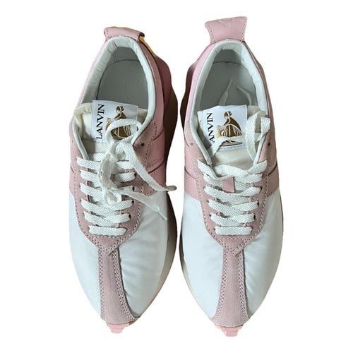 Pre-owned Lanvin Velvet Trainers In Pink
