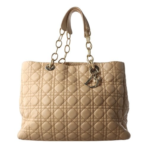 Pre-owned Dior Soft Shopping Leather Handbag In Beige