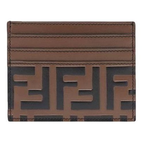 Pre-owned Fendi Leather Card Wallet In Brown