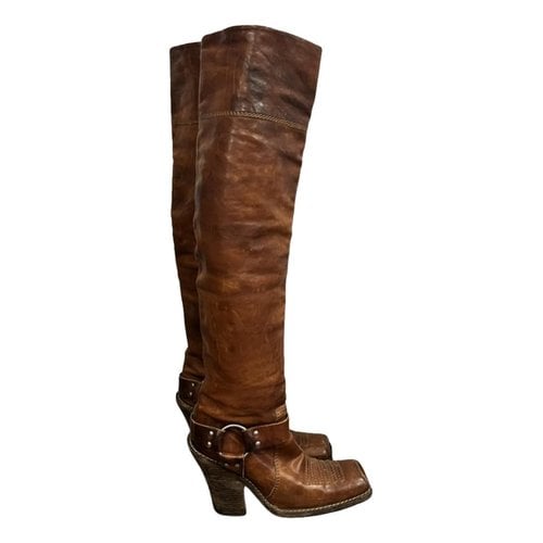 Pre-owned Dior Leather Boots In Brown