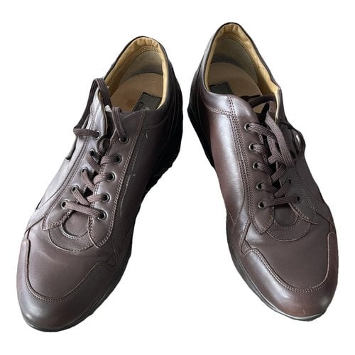 Pre-owned Cesare Paciotti Leather Low Trainers In Brown