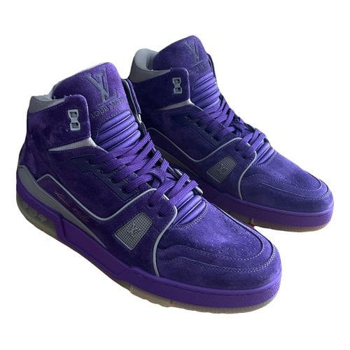 Pre-owned Louis Vuitton Lv Trainer Cloth High Trainers In Purple