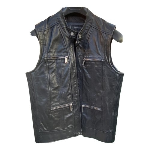 Pre-owned Dsquared2 Leather Vest In Black
