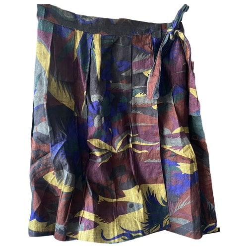 Pre-owned Max Mara Atelier Linen Skirt In Brown