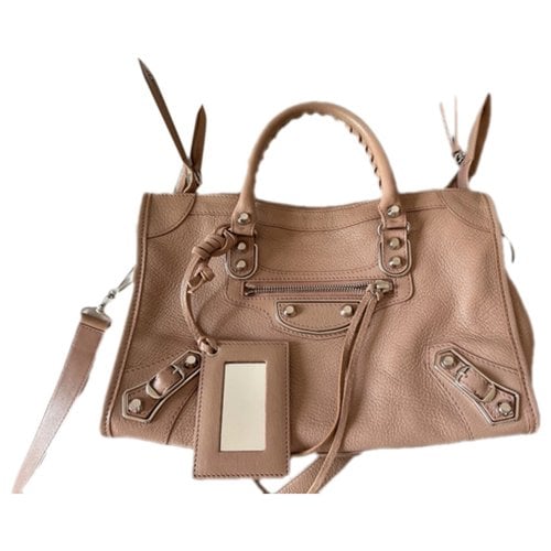 Pre-owned Balenciaga Classic Metalic Leather Handbag In Beige