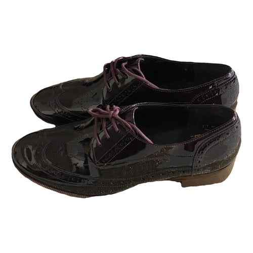 Pre-owned Bocage Leather Flats In Burgundy