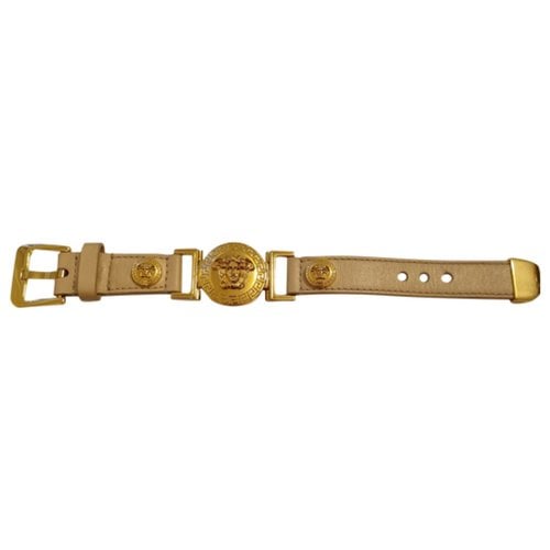 Pre-owned Versace Leather Bracelet In Beige