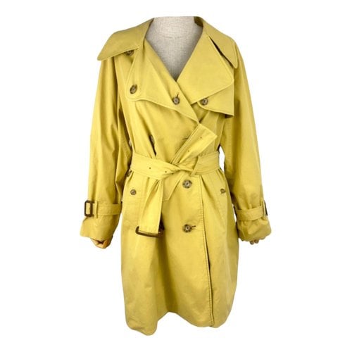 Pre-owned Burberry Waterloo Leather Coat In Yellow
