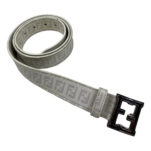 Pre-owned Fendi Leather Belt In White