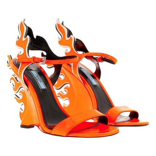 Pre-owned Prada Flame Leather Sandals In Orange