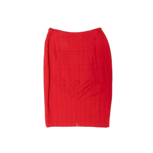 Pre-owned Norma Kamali Silk Skirt In Red