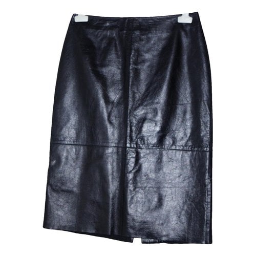 Pre-owned Kenneth Cole Leather Mid-length Skirt In Black