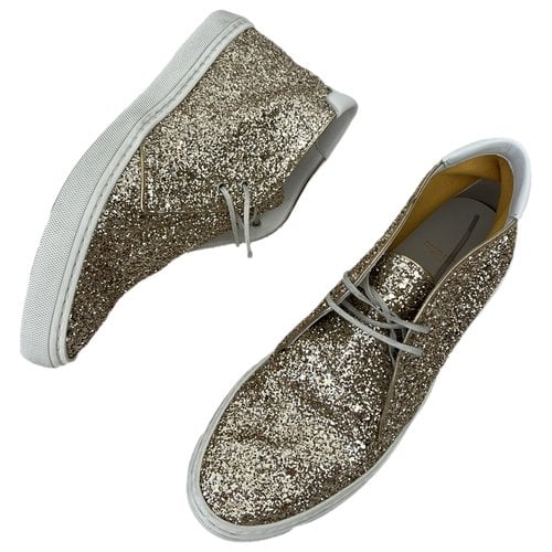 Pre-owned Saint Laurent Glitter High Trainers In Gold