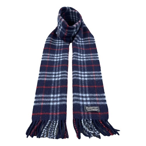 Pre-owned Burberry Wool Scarf & Pocket Square In Navy