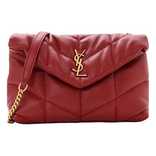 Pre-owned Saint Laurent Loulou Puffer Leather Handbag In Red