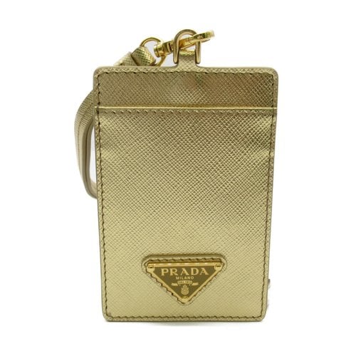 Pre-owned Prada Leather Card Wallet In Gold
