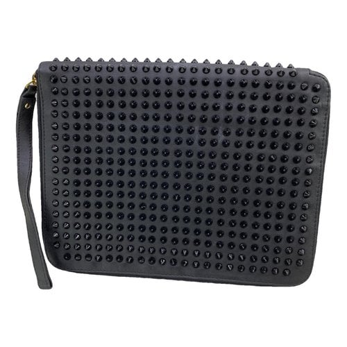 Pre-owned Christian Louboutin Loubiposh Leather Clutch Bag In Black