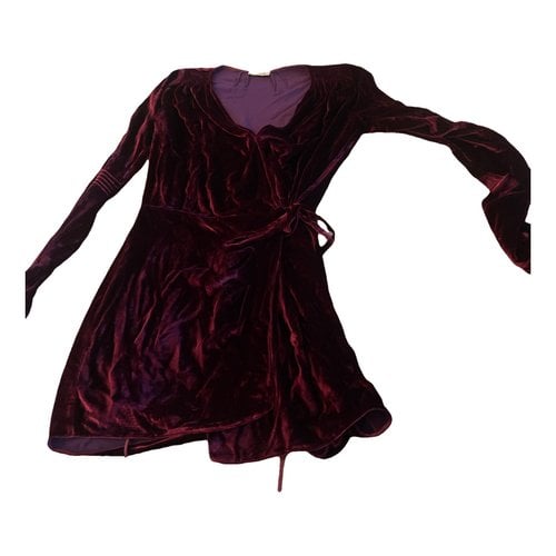 Pre-owned Attico Velvet Mini Dress In Burgundy