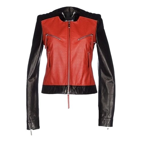 Pre-owned Just Cavalli Leather Biker Jacket In Multicolour