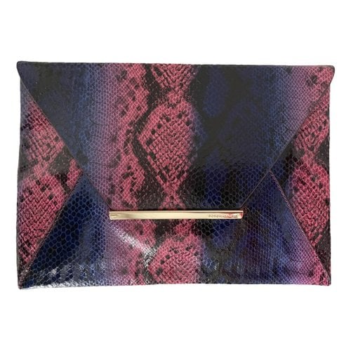 Pre-owned Bcbg Max Azria Leather Clutch Bag In Purple