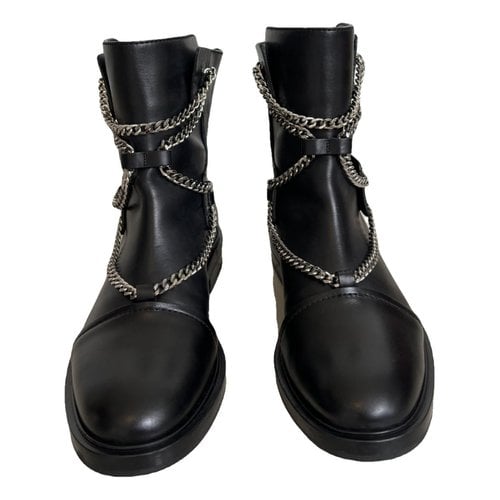 Pre-owned Casadei Leather Biker Boots In Black