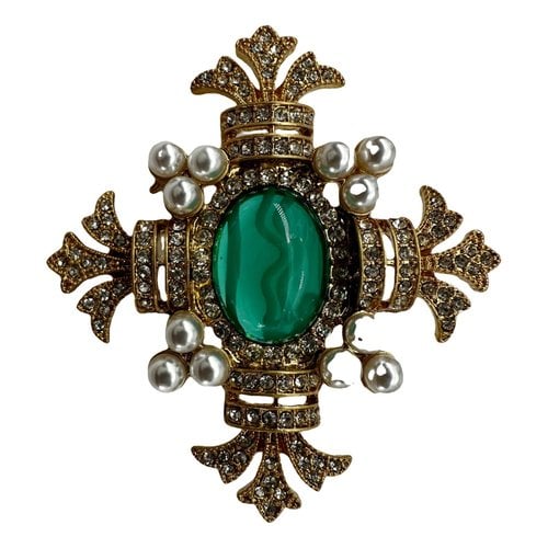Pre-owned Kenneth Jay Lane Pin & Brooche In Green
