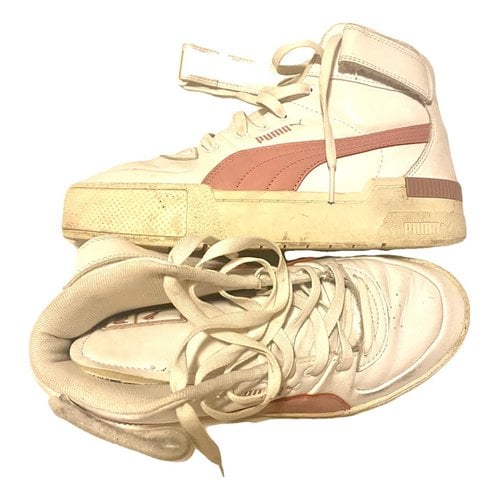 Pre-owned Puma Leather Trainers In Pink