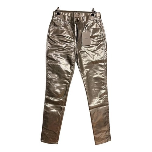 Pre-owned Celine Straight Pants In Silver
