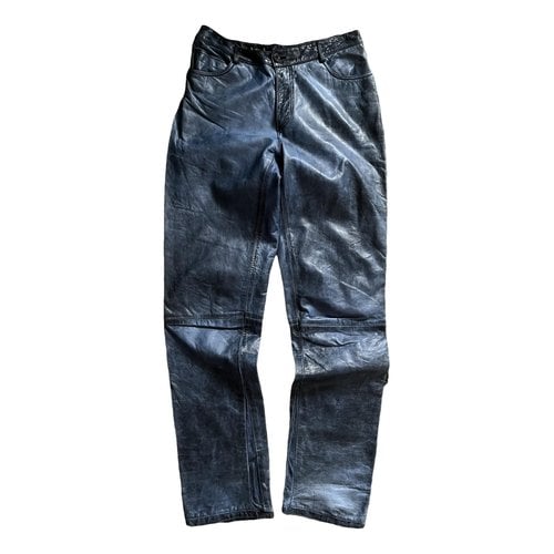 Pre-owned Roberto Cavalli Leather Carot Pants In Blue
