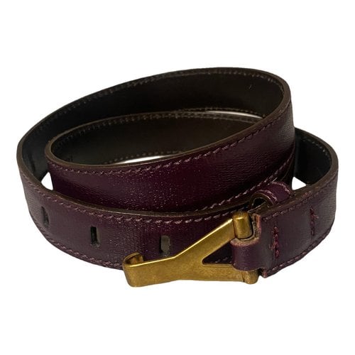Pre-owned Saint Laurent Leather Belt In Purple