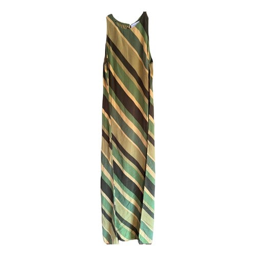 Pre-owned Faithfull The Brand Silk Maxi Dress In Green