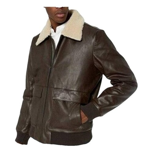 Pre-owned Meotine Leather Jacket In Brown