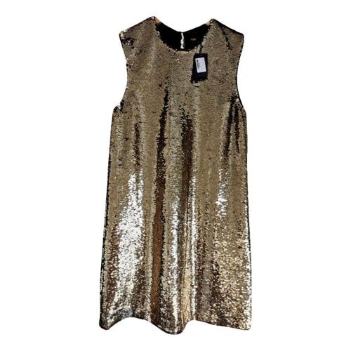 Pre-owned Maje Glitter Mini Dress In Gold