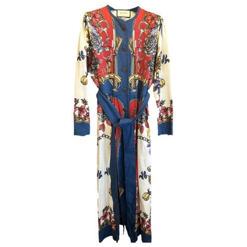 Pre-owned Gucci Wool Maxi Dress In Blue