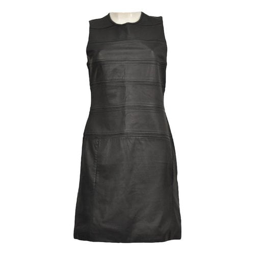 Pre-owned Theory Leather Mid-length Dress In Black