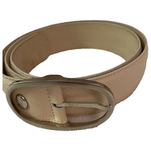 Pre-owned Longchamp Leather Belt In Ecru