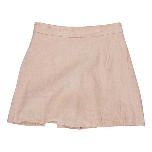 Pre-owned Veronica Beard Linen Mini Skirt In Ecru