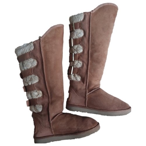 Pre-owned Australia Luxe Leather Snow Boots In Camel