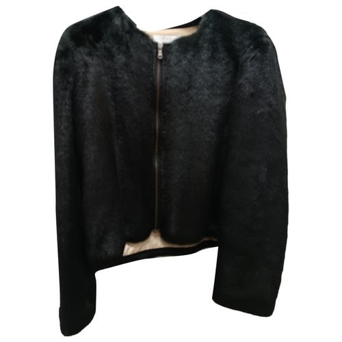 Pre-owned Kaos Faux Fur Coat In Black